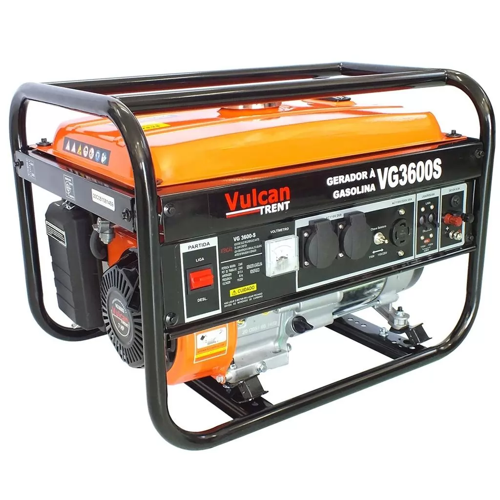 GERADOR A GASOLINA 4T 7HP 208CC 2,9KVA BIVOLT PARTIDA MANUAL - VG3600S VULCAN TR