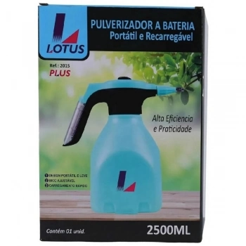 PULVERIZADOR A BATERIA PORTÁTIL E RECARREGAVEL 2,5LT PLUS - LOTUS
